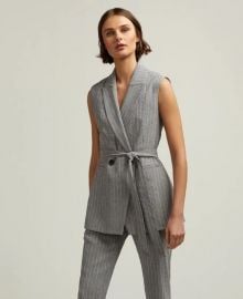 Belted Vest in Linen at Argent